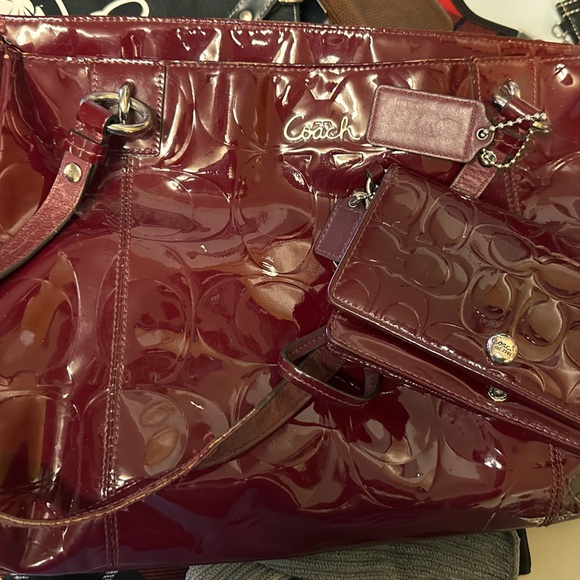 Coach Glossy Burgundy Tote Bag - Picture 1 of 8